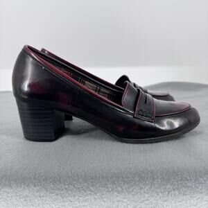 VTG Y2K American Eagle Shoes Womens‎ 7 Burgundy Penny Loafer Pumps Block Heel